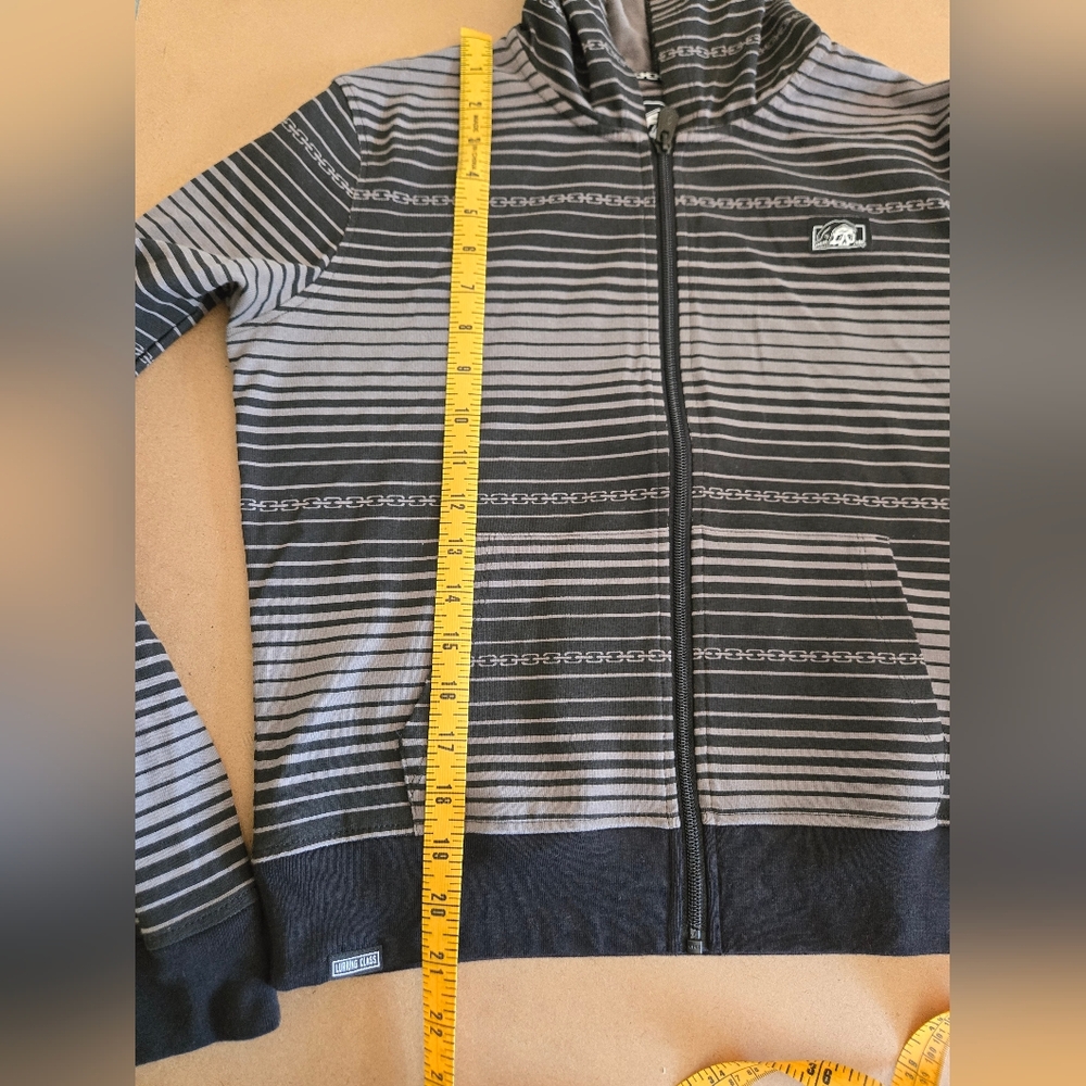 Lurking Class Sketchy Womens Chain Stripe Zip Hoodie - Black and Gray New - Picture 8 of 9